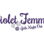 Violet Femmes - Girls Night Out logo. The text is purple and there are grey and purple circles.